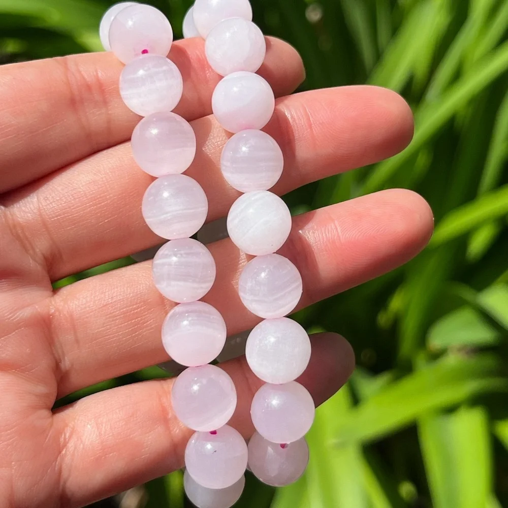 10mm stretchable banded pink‎ calcite bracelet